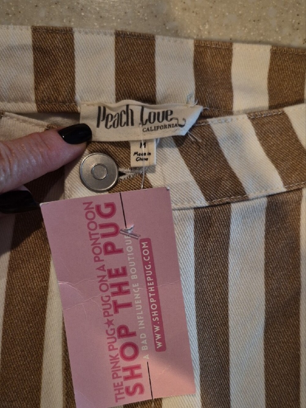 Peach Love California Brown & White Vertical Stripe Flare Pants - Picture 2 of 5